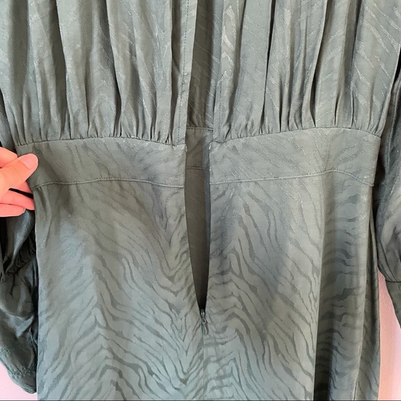 NWT Topshop Green Jacquard Midi dress Prairie dress size 4 - Picture 13 of 16